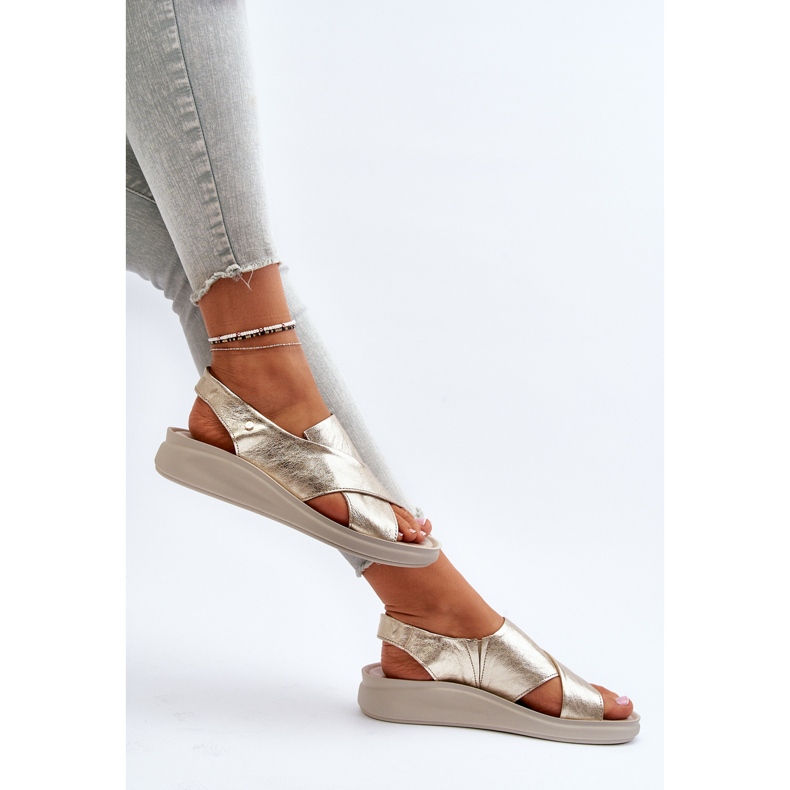 Zazoo 40392 Ženske kožne sandale zlatne boje zlatni 1