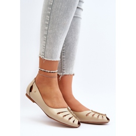 Zazoo 10009 Udobne ženske kožne balerinke, bež 2