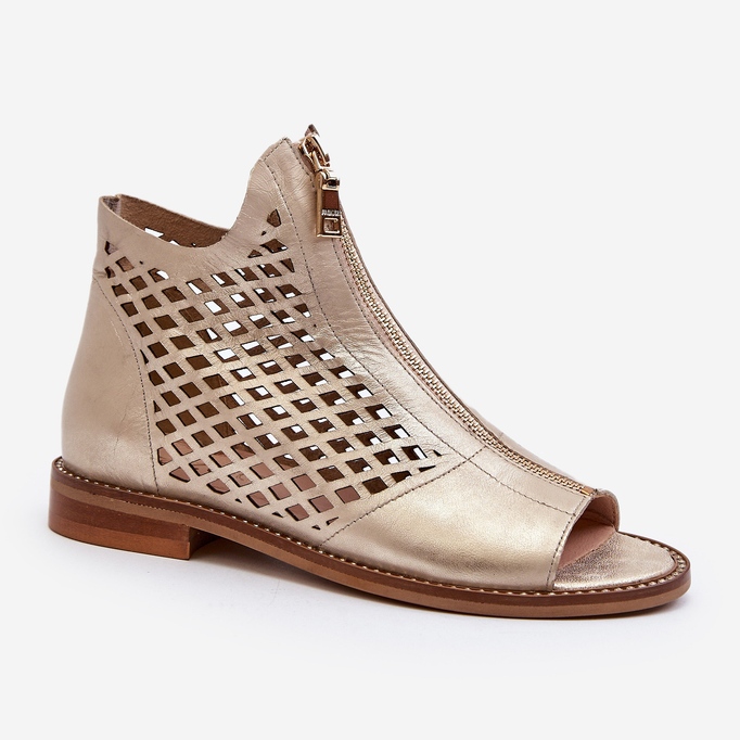 Zazoo 977/L kožne otvorene sandale s patentnim zatvaračem, zlatne zlatni 2