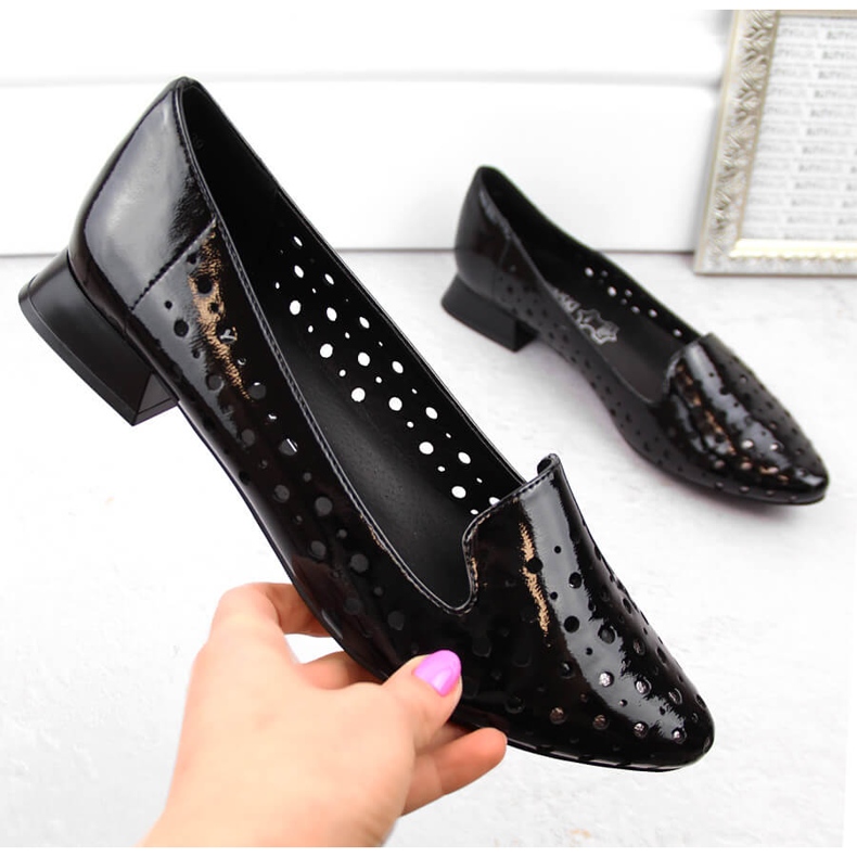 M. DASZYŃSKI Lakirane ženske natikače M.Daszyński SA178A-2 crno 1