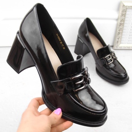 Ženske lakirane cipele na visoku petu, crne, Vinceza 63509 crno 1