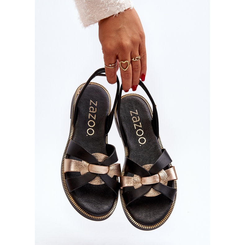 Zazoo 40382 Ženske kožne sandale crne crno 2