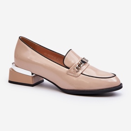 Vinceza Ženske lakirane cipele na nisku petu bež Albreide 1