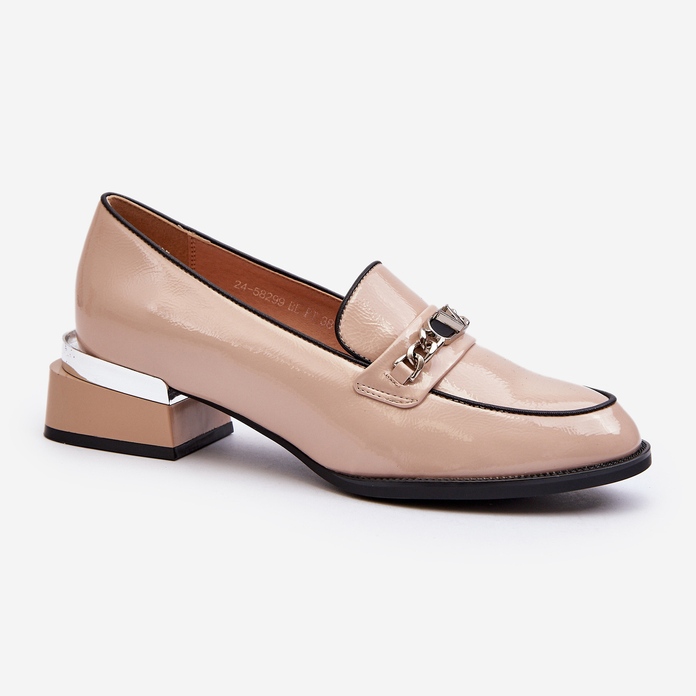 Vinceza Ženske lakirane cipele na nisku petu bež Albreide 1