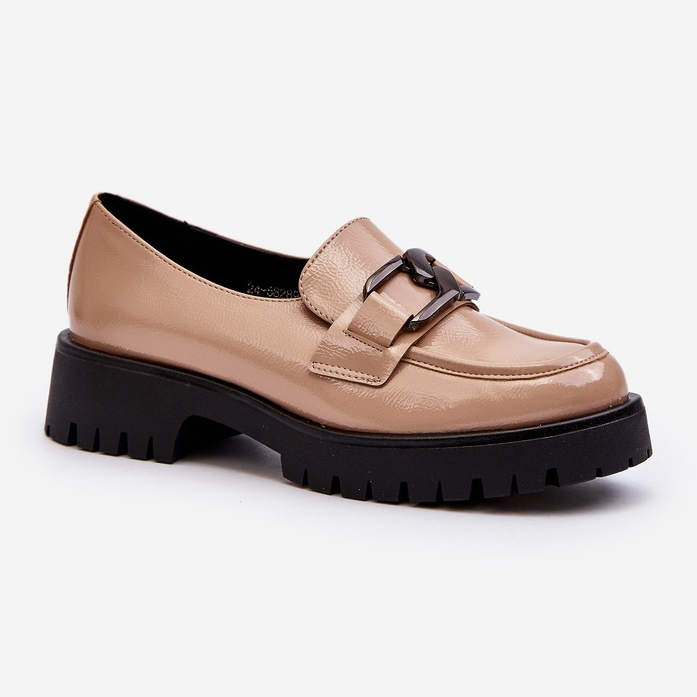 Vinceza Lakirane ženske mokasine Beige Santtes bež 1