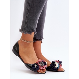 Ženske gumene balerinke s cvjetićima crne Junikle crna 2