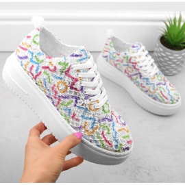 Ženske čipkaste cipele na višebojnoj platformi T.Sokolski W503 raznobojna 1