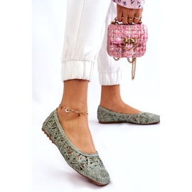 Seastar Ažur Modne zelene balerinke s ažurom zelena 1