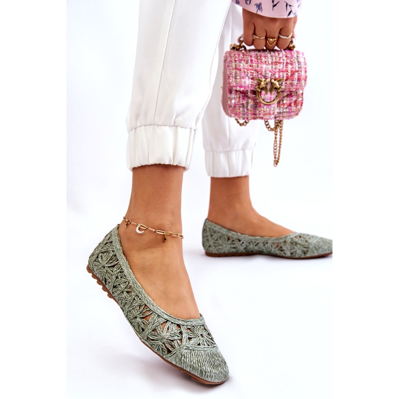 Seastar Ažur Modne zelene balerinke s ažurom zelena 1