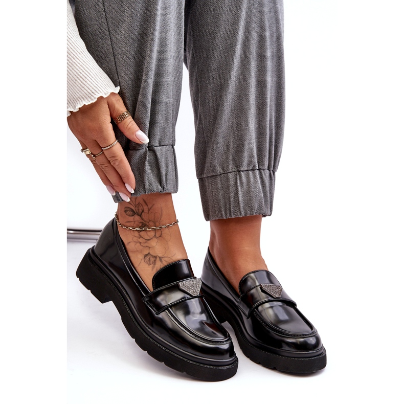 Ženske natikače s ravnom petom, crne crno 4