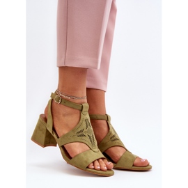 Zelene sandale na nisku petu Eleriva zelena 2