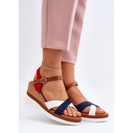 Bijele i tamnoplave Kioda sandale na klin s remenom plava 2