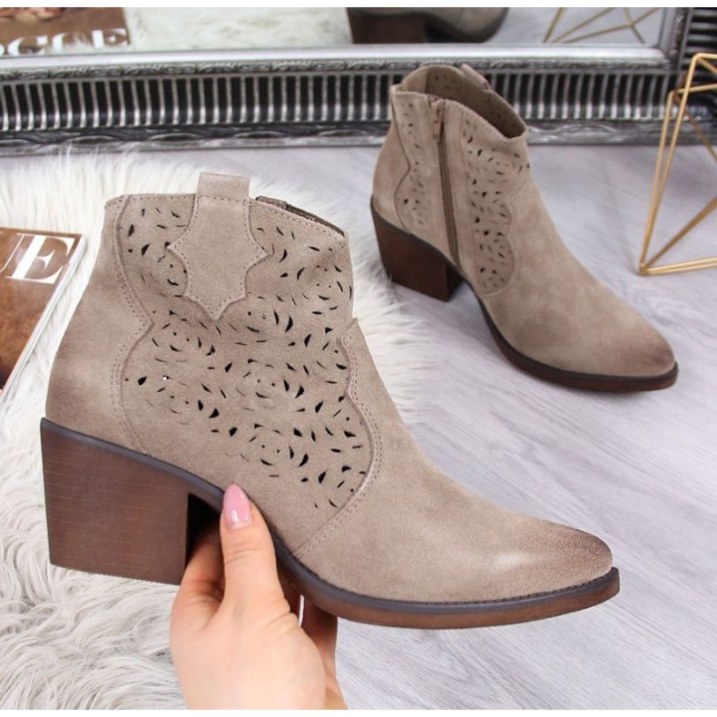 Ažurirane kožne kaubojske čizme S.Barski W OLI32C, bež 1