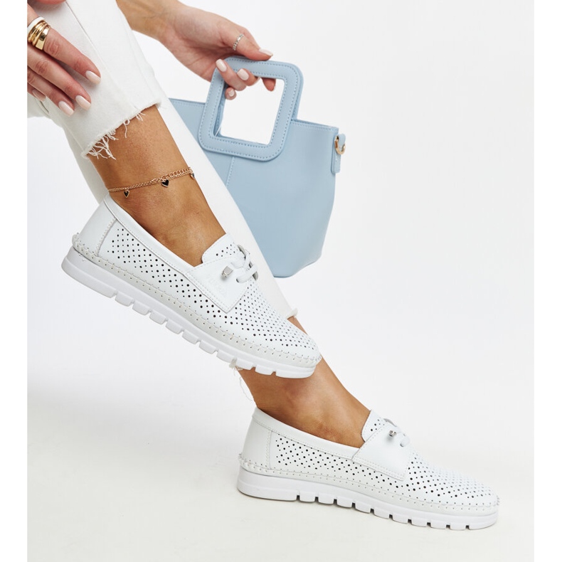 Vinceza bijele kožne ažur cipele bijela 1