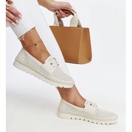 Bež kožne ažur cipele Vinceza 1