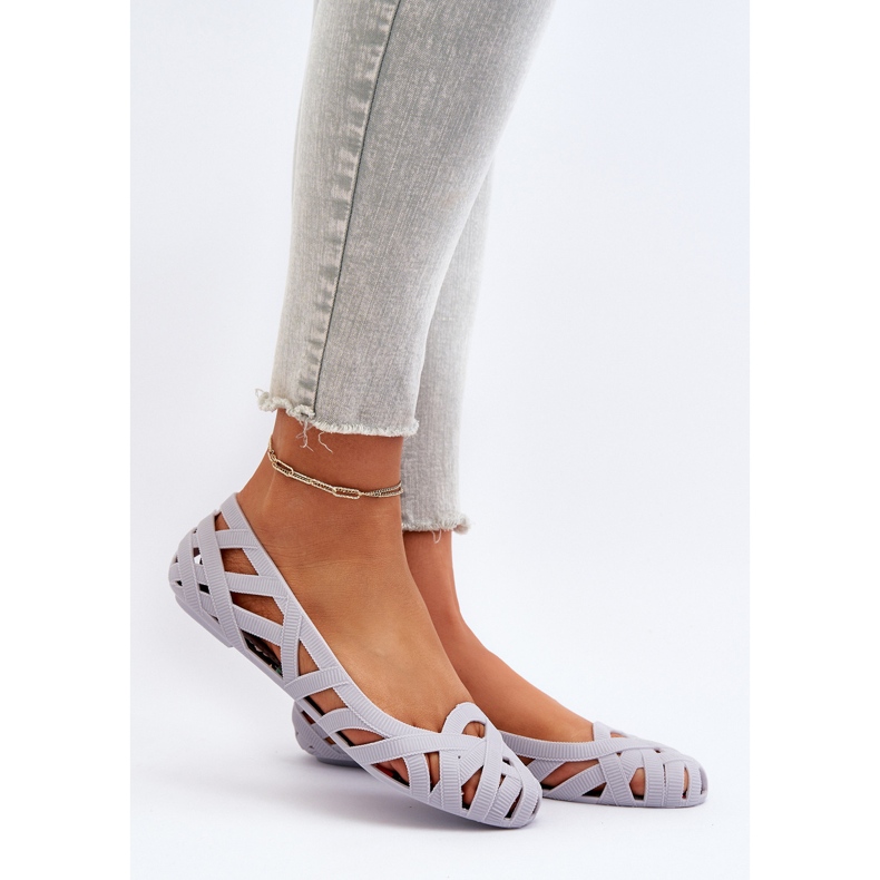 Ženske gumene balerinke sive boje siva 2