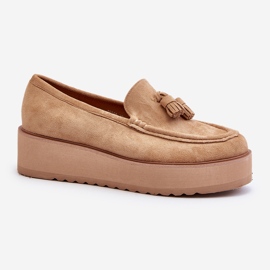 Ženske mokasine na platformu s resama, smeđe Mialani smeđa 2