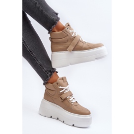 Zazoo 3450 ženske kožne tenisice, bež 1