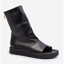 Zazoo 3441 Ženske kožne sandale s crnim gornjim dijelom crno 1