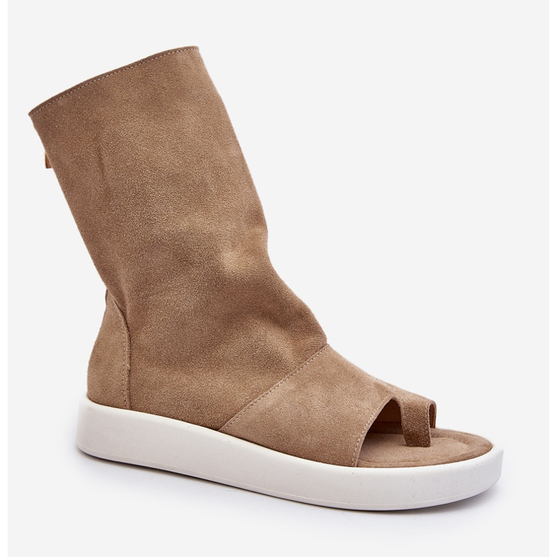 Zazoo 3441 ženske sandale od brušene kože s tamno bež gornjištem 1