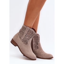 Zazoo 3305/2 Ženske ažurne cappuccino čizme bež 2