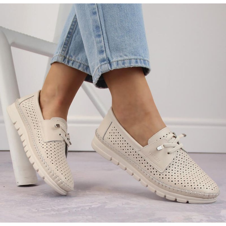 Vinceza W JAN273A bež kožne ažur cipele 2