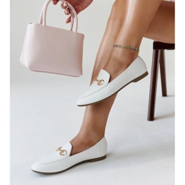 Bijele Erminia mokasine s kopčom bijela 1