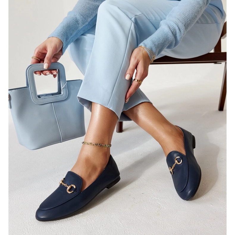 Mornarsko plave mokasine s kopčom od Erminije plava 1