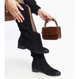 Crne ažurne kožne čizme Vinceza crno 1