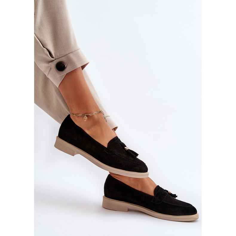 Zazoo 3420 Ženske natikače od brušene kože s ravnom petom, crne crna 1