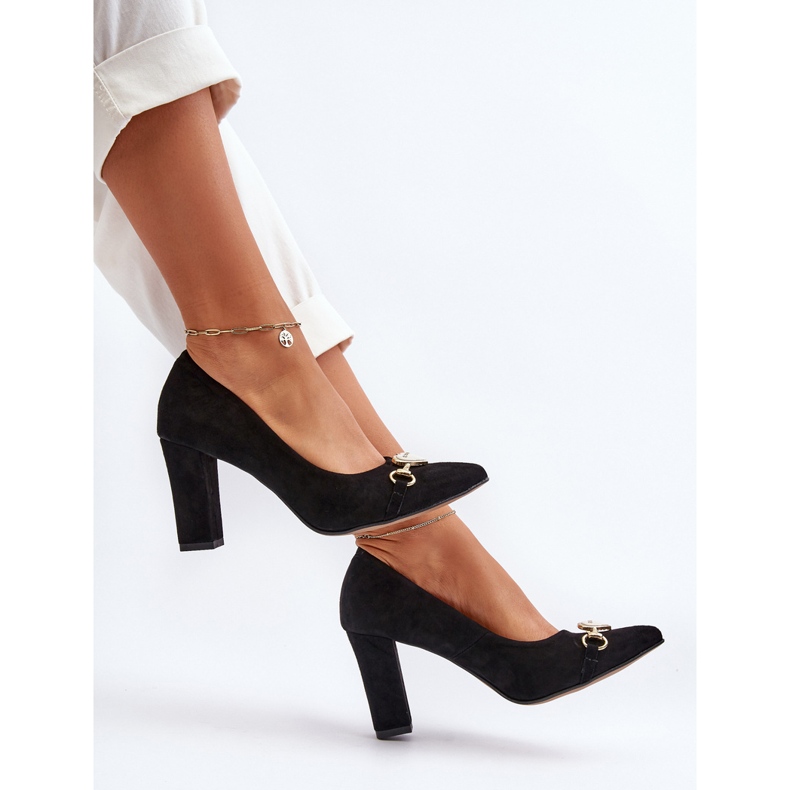 Zazoo 2453/OS cipele od brušene kože na petu sa srcem, crne crna 2