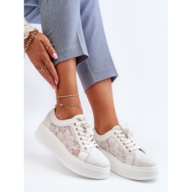 S.Barski Čipkaste ženske čipke tenisice na platformi S. Barski HY51-059 White bijela 1
