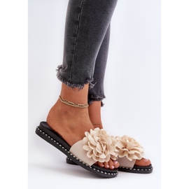 Ženske japanke ukrašene cvijećem, bež Cellanen 2