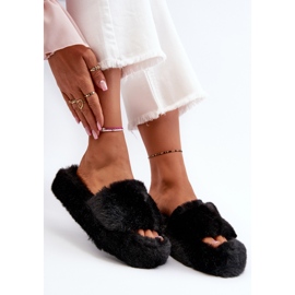 Ženske krznene papuče Black Stepia crno 1