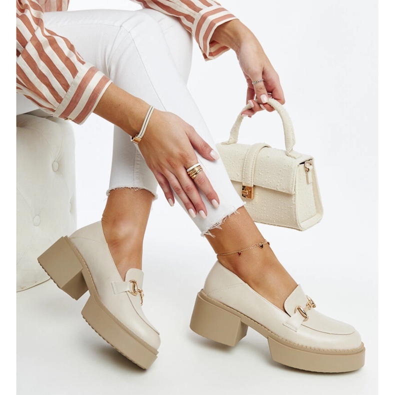 Bež cipele Vinceza na visoku petu od eko kože 1