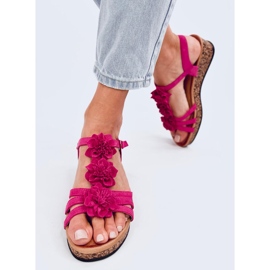 Fisken Fuchsia sandale na klin s cvijetom ružičasta 1