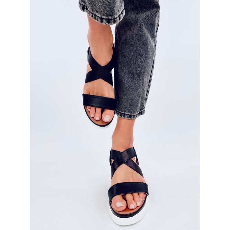 Caden Crne sandale na klin crna 1