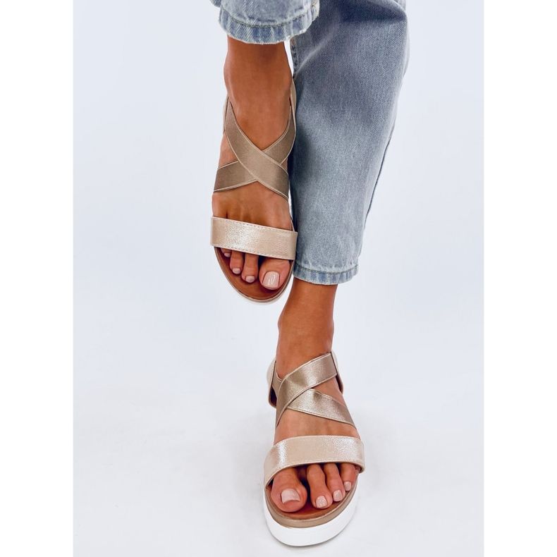 Caden zlatne sandale na klin zlatni 1