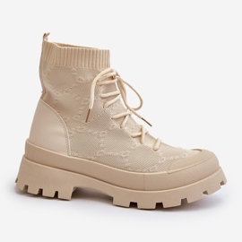 Ženske čizme na natikače u čarapama svijetlo bež Solime 2