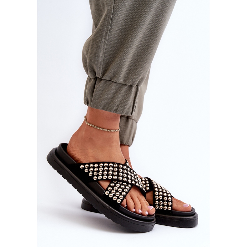 FG2 Ženske ukrašene japanke s platformom crne Niraela crno 2