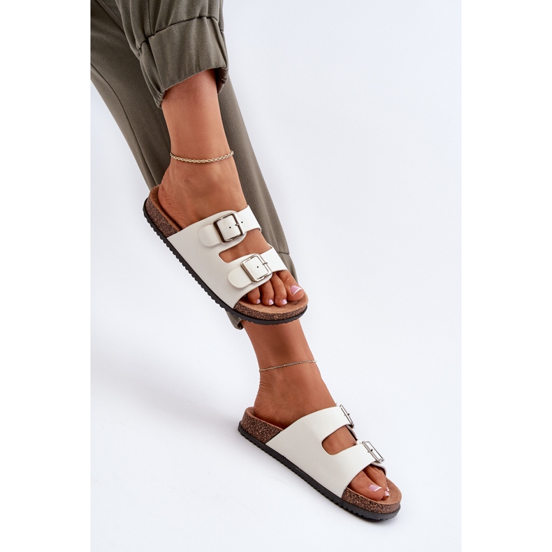 Ženske japanke s kopčama, bijele bijela 1