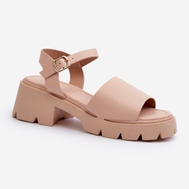 Gole ženske sandale s velikom petom Dottiassa bež 2