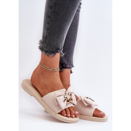 Ženske japanke s mašnom Bež Arsicada 2