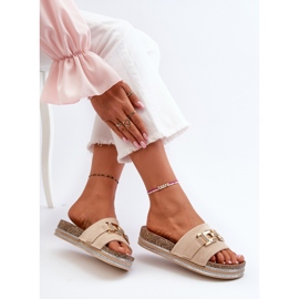 Ženske japanke s platformom i ukrasom, bež Vapireta 1