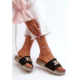 FK1 Ženske japanke s platformom i ukrasom, crne Vapireta crna 1