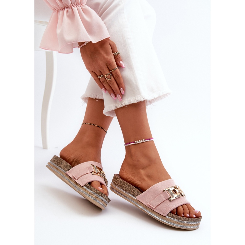 Ženske japanke s platformom i ukrasom, roza Vapireta ružičasta 1