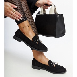 Crne mokasine s ukrasnom Endike mašnom crna 1