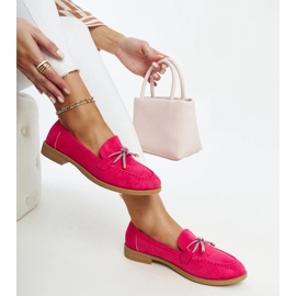 Tamno ružičaste mokasine s ukrasnom mašnom marke Endike ružičasta 1