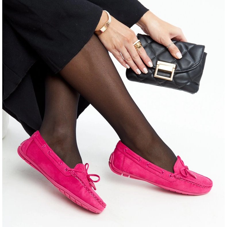 Tamno ružičaste mokasine s Hayam mašnom ružičasta 1