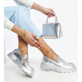 Srebrne mokasine od eko kože Mladenka srebro 1